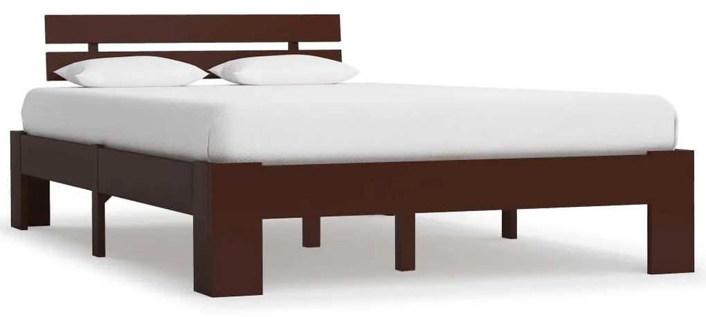 283175 vidaXL Cadru de pat, maro închis, 140 x 200 cm, lemn masiv de pin