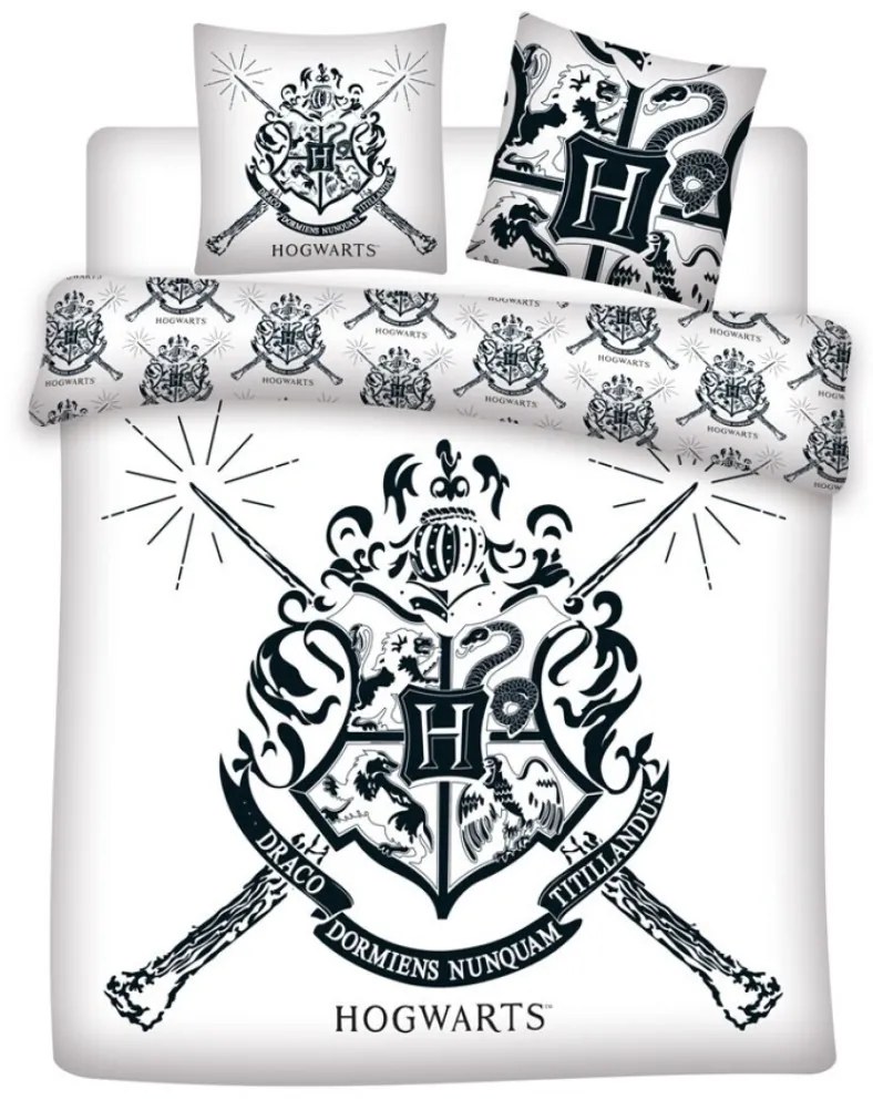 Harry Potter White dublu, dublu cuvertură de pat 240×220cm, 65x65 cm