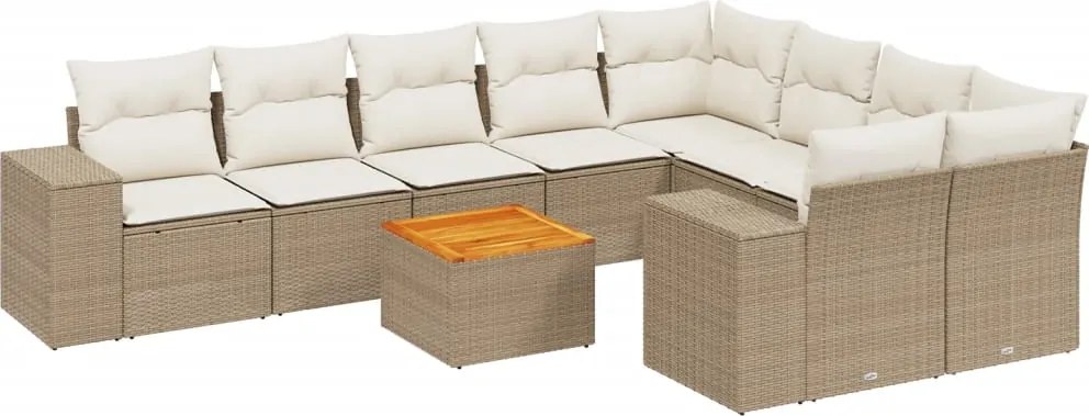 vidaXL Set canapele de grădină cu perne, 10 piese, bej, poliratan