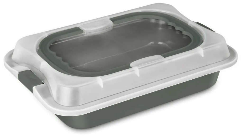 Tavă dreptunghiulară pentru copt cu capac plastic, Green Matt Berlinger Haus BH 8637