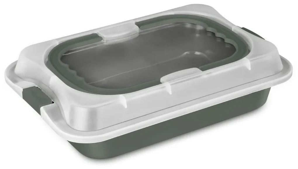 Tavă dreptunghiulară pentru copt cu capac plastic, Green Matt Berlinger Haus BH 8637