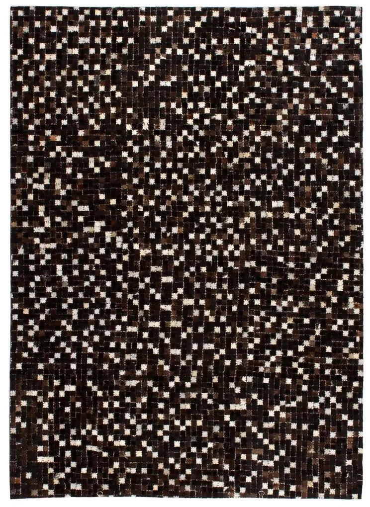 vidaXL Covor piele naturală, mozaic, 120x170 cm, pătrate, negru/alb