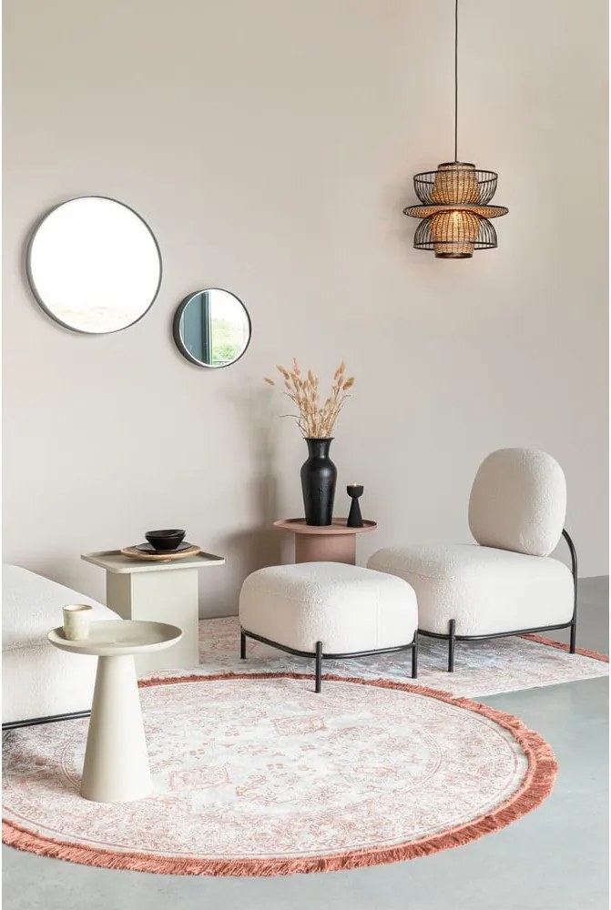 Fotoliu crem cu tapițerie din țesătură bouclé Polly – White Label