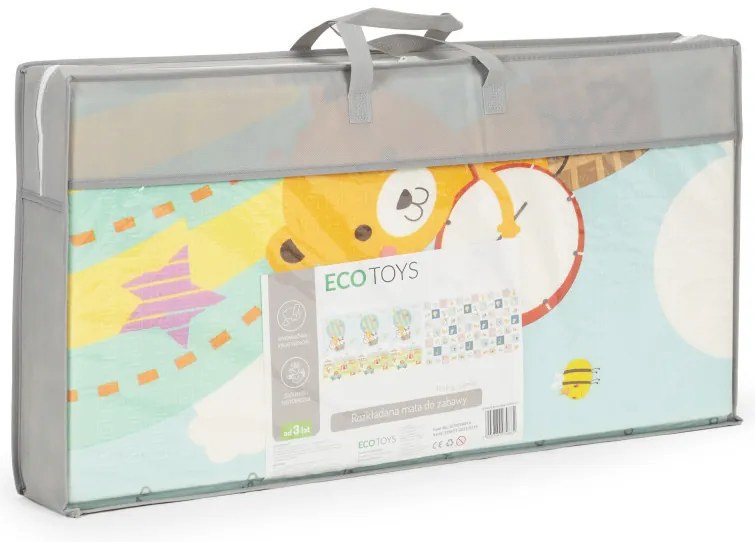 Covoraș de joacă educațional cu pungă pliabilă cu două fețe