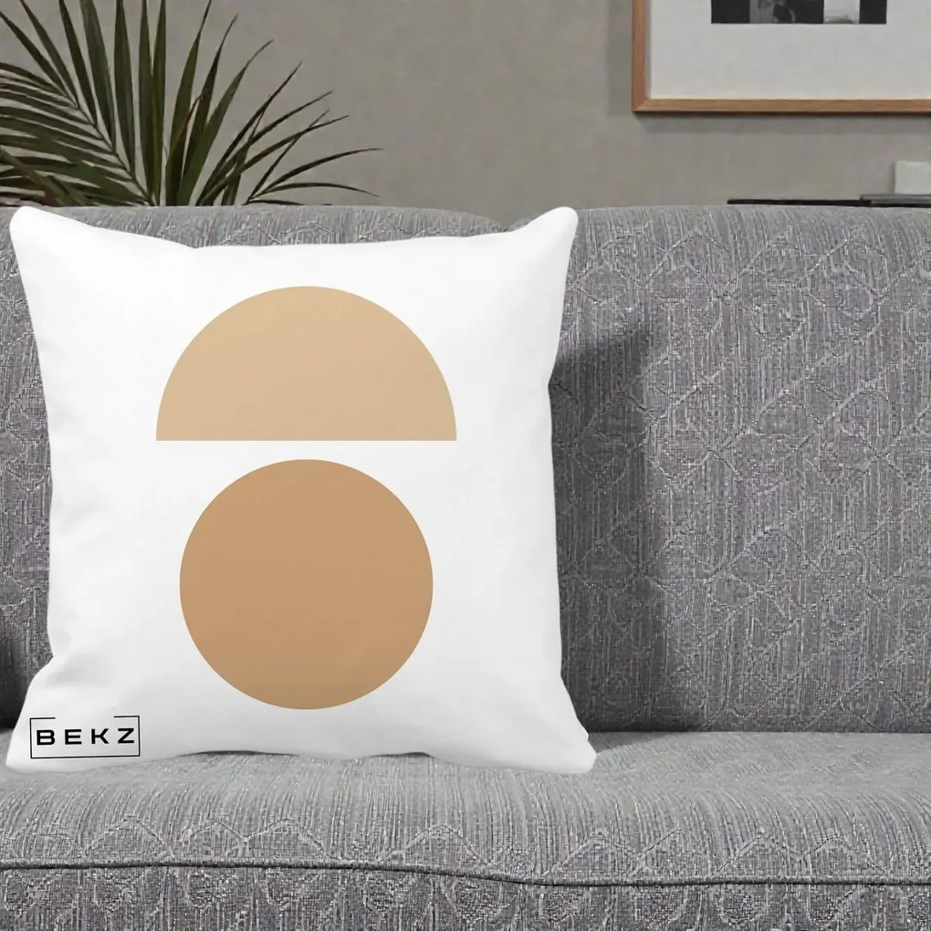 Perna Decorativa Geometric Minimalist Auriu, 40x40 cm, Alba Mata, Husa Detasabila, Perna Inclusa, BEKZ®