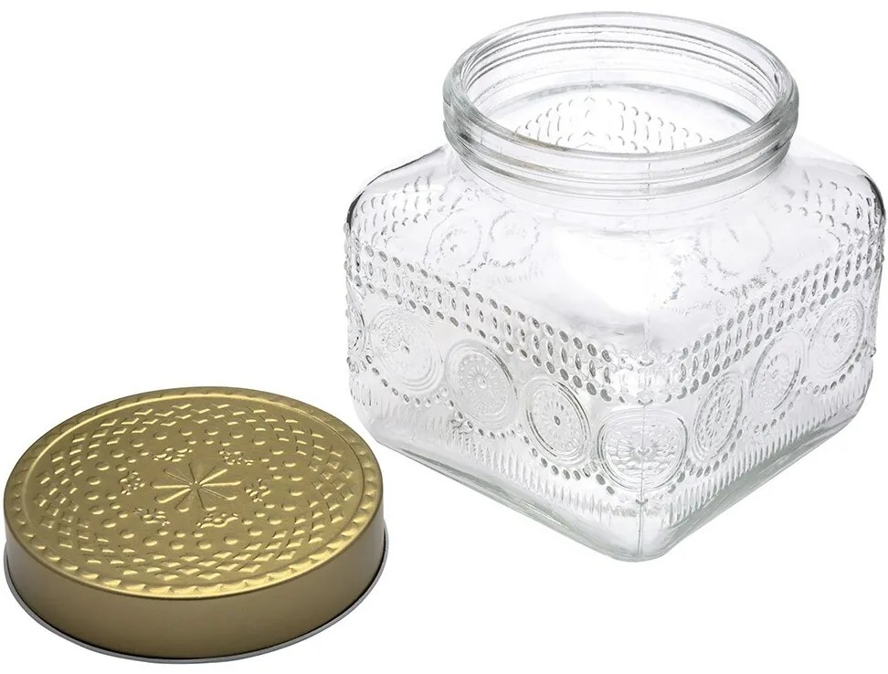 Altom Set de borcane din sticlă cu capac auriu Daisy 1,3 l, 4 buc., 1,3 l