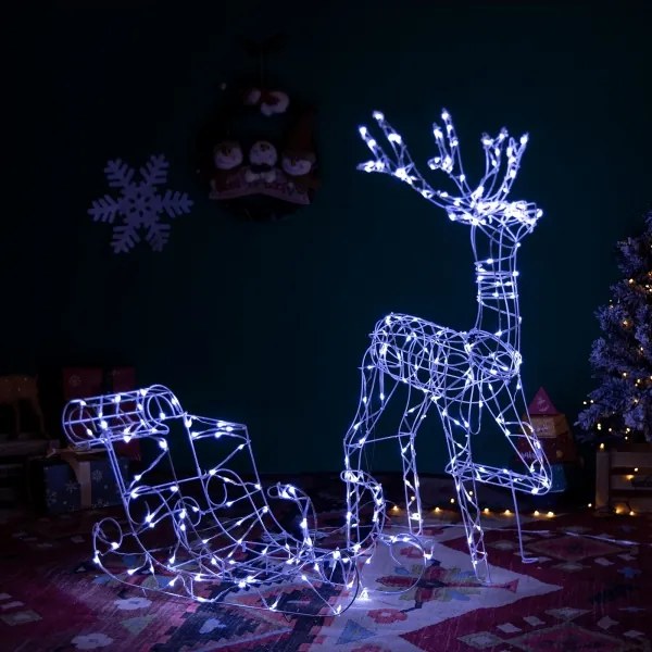 Aigostar-LED Ren cu sanie, decorațiune LED de exterior, 3,6W, 31 LED-uri, 230V, 6500K, 90/45 cm, IP44