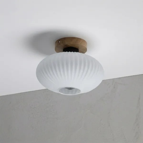 Plafonieră HARMA WOOD 1xE27/15W/230V stejar/alb, Ø 25 cm