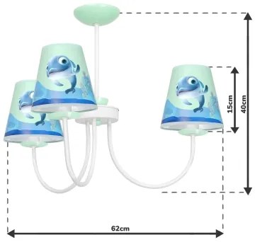 Lustră pe tijă pentru copii DOLPHIN 3xE14/40W/230V