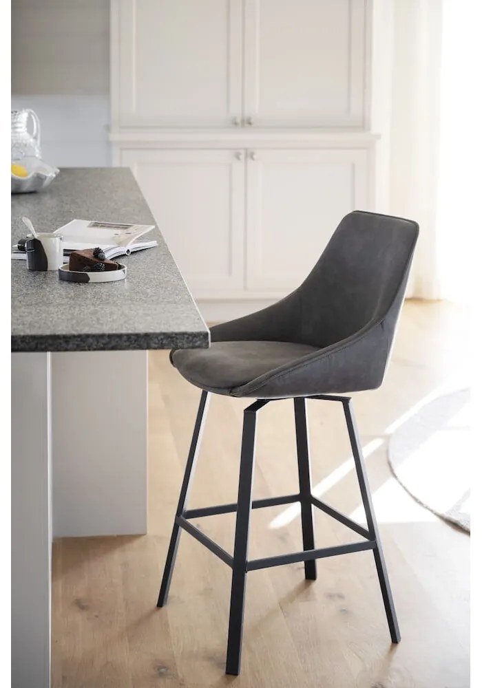 Scaune de bar gri 2 buc. (înălțime șezut 65 cm) Alison – Rowico