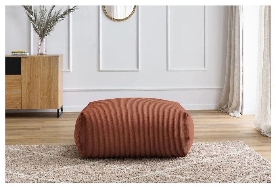 Taburet cărămiziu cu tapițerie din catifea reiată Voltaire – Bobochic Paris