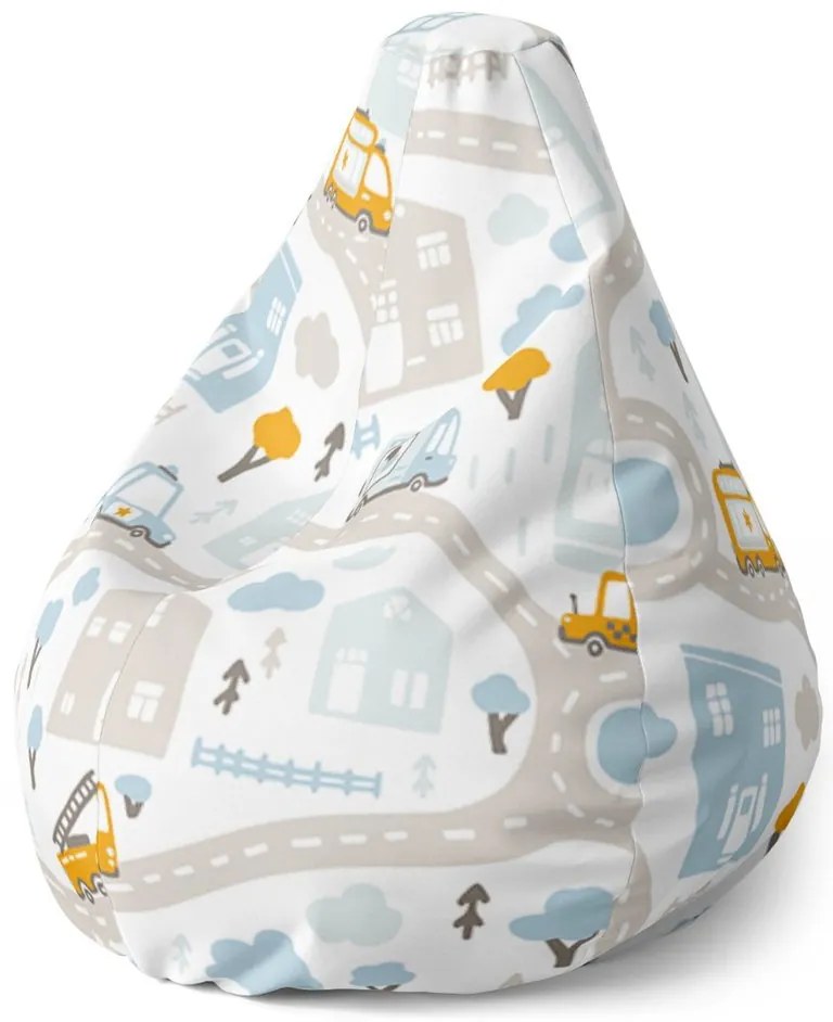 Sac de șezut Pear trasee cu trafic - pentru copii, colorat