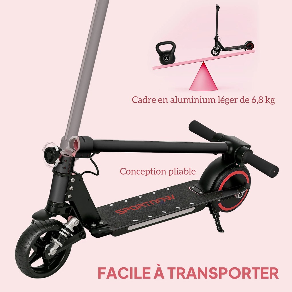 SPORTNOW Trotinetă electrică pentru copii 6-14 ani scooter electric pliabil pentru copii viteză maximă 14 km/h aluminiu negru | Aosom Romania