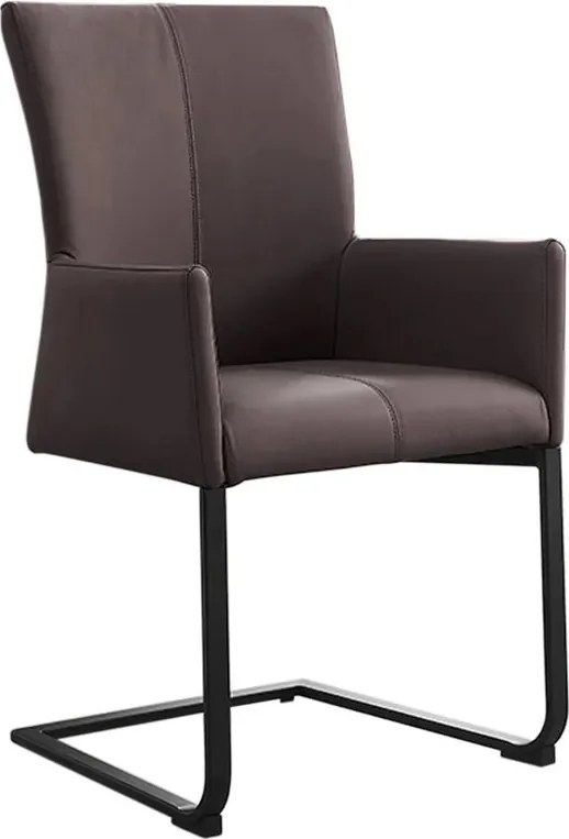 Scaun cu brate, Metal, Piele Naturala, Gri Taupe, SAMSON A-45175 VC