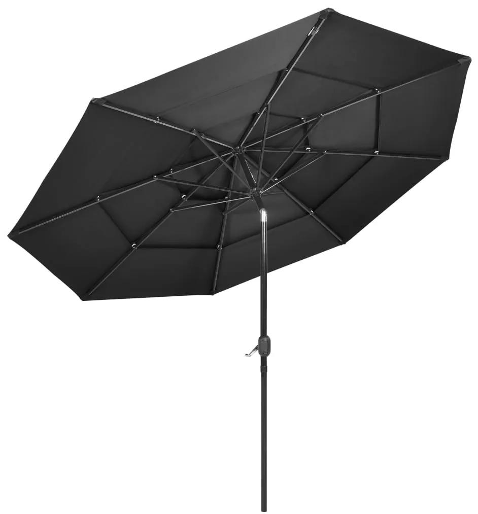 Umbrela de soare 3 niveluri, stalp de aluminiu, antracit, 3 m Antracit, 3 m