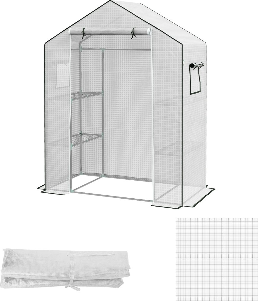 Outsunny Acoperire de Înlocuire Greenhouse Walk-in din PE cu Ușă Rulantă și Ferestre, 143 x 70 x 190cm, Verde | Aosom Romania