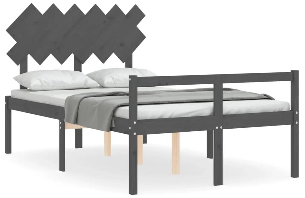 3195543 vidaXL Cadru de pat senior cu tăblie, 120x200 cm, gri, lemn masiv