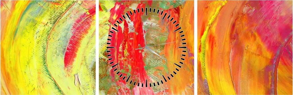 Tablou cu abstracție- pictura (cu ceas) (90x30 cm)