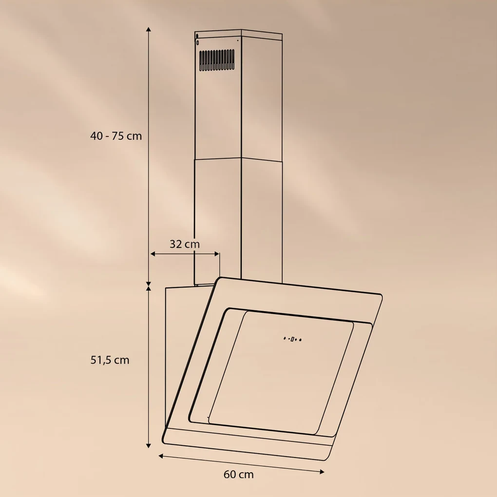 Aurora 60 Smart, Hotă, 550 m³/h, 60 cm, hotă de coș de fum, lumină de fundal, clasa de eficiență energetică A++
