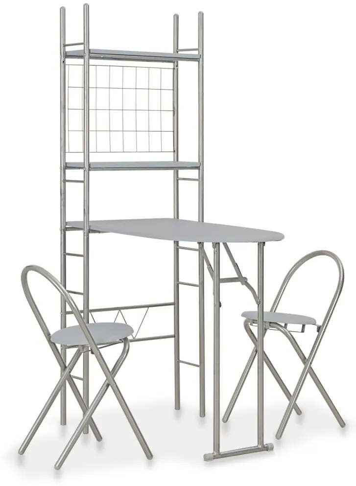 vidaXL Set mobilier bucătărie cu depozitare, 3 piese, gri, MDF și oțel
