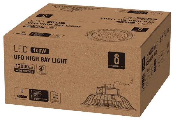 Aigostar - Corp de iluminat industrial LED UFO Highbay, 100W, 230V, 4000K, IP65