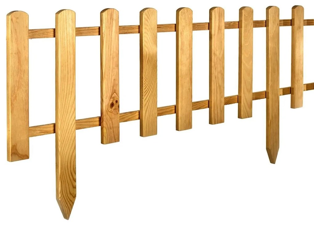 Gard de gradina decorativ, din lemn distantat, natur, 104x40 cm