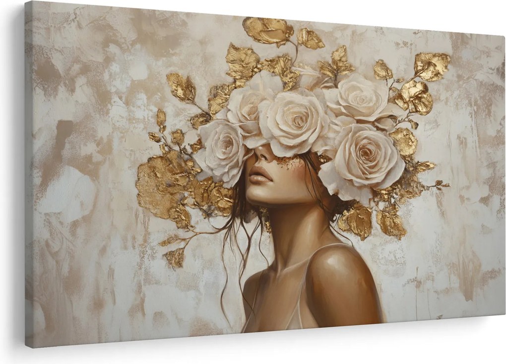 Tablou - Fată cu Trandafiri (90x60 cm)
