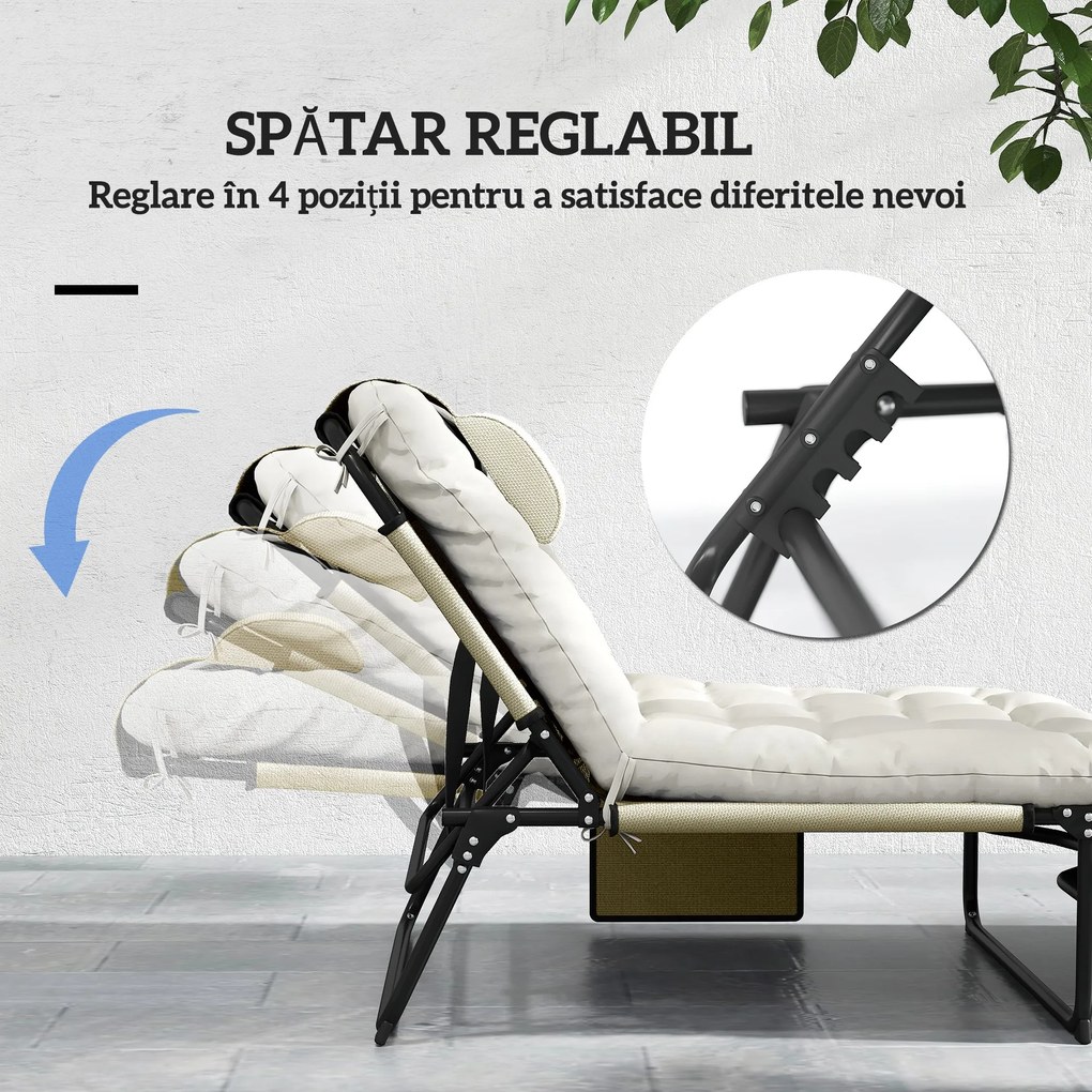 Outsunny Sezlong pliabil cu spatar inclinabil pe 4 nivele, Scaun | Aosom Romania