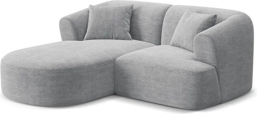 Colțar gri deschis cu tapițerie din catifea reiată (cu colț pe partea stângă/cu șezlong) Campi – Cosmopolitan Design