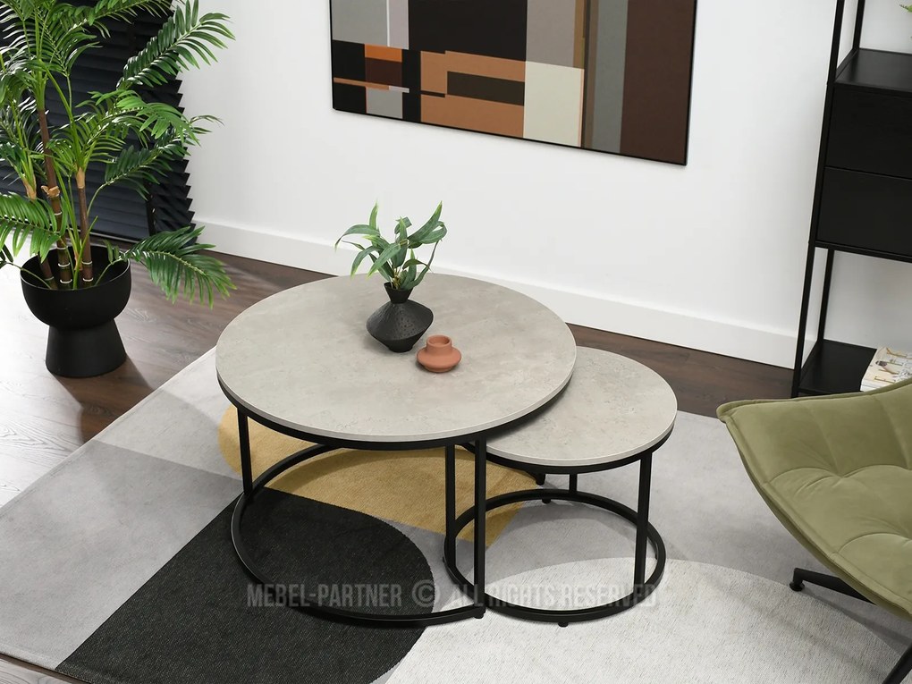 Măsuță de cafea Klara (beton + negru). Promo -10%. 1111624