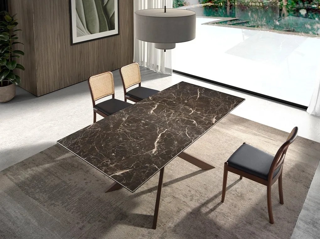 Masa extensibila deosebita design LUX Porcelain Marble 160-200cm