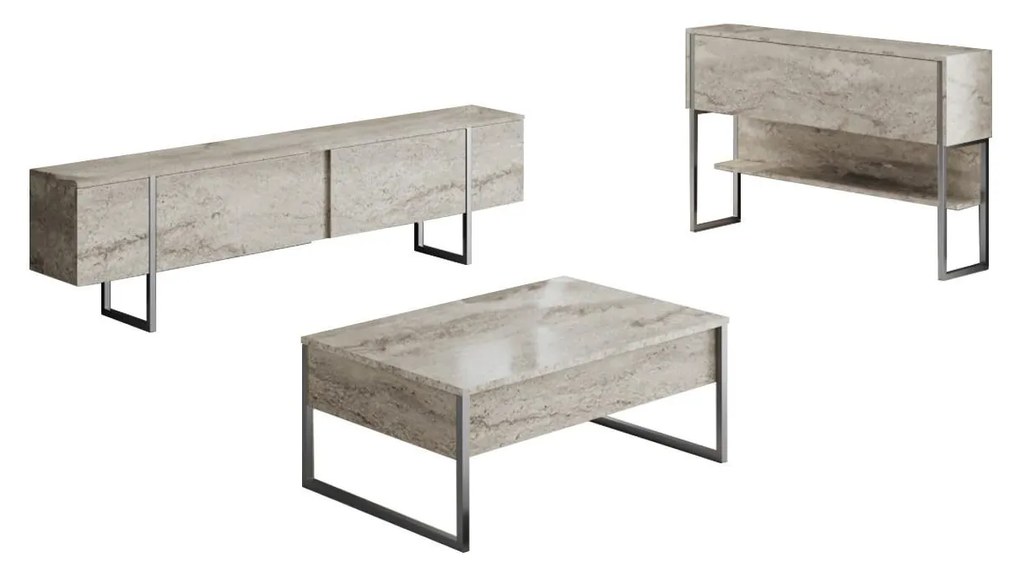 Mobilier living Luna set (Travertin + Argintiu) . 1102333