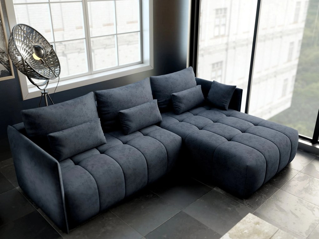 Colțar extensibil dumonde cu ladă de depozitare si sezut confortabil din spuma high-density, Malta Enjoy Antracit II 235x185 cm