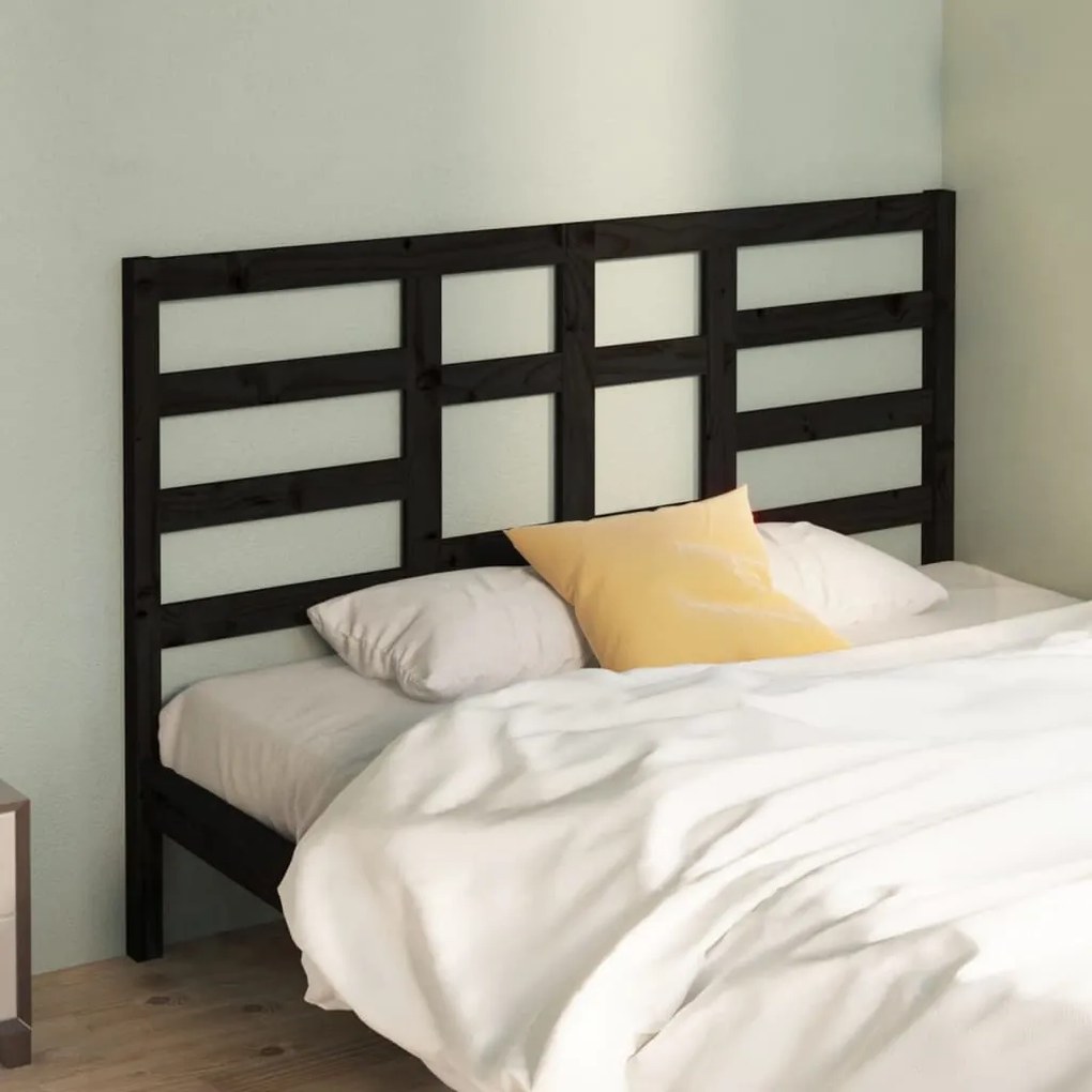 818154 vidaXL Tăblie de pat, negru, 166x4x104 cm, lemn masiv de pin