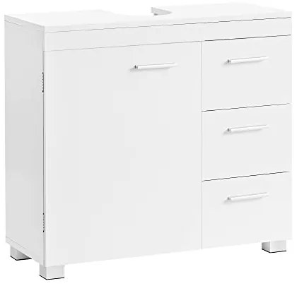 Dulap de depozitare pentru lavoar, Vasagle, Alb, 70x30x64 cm