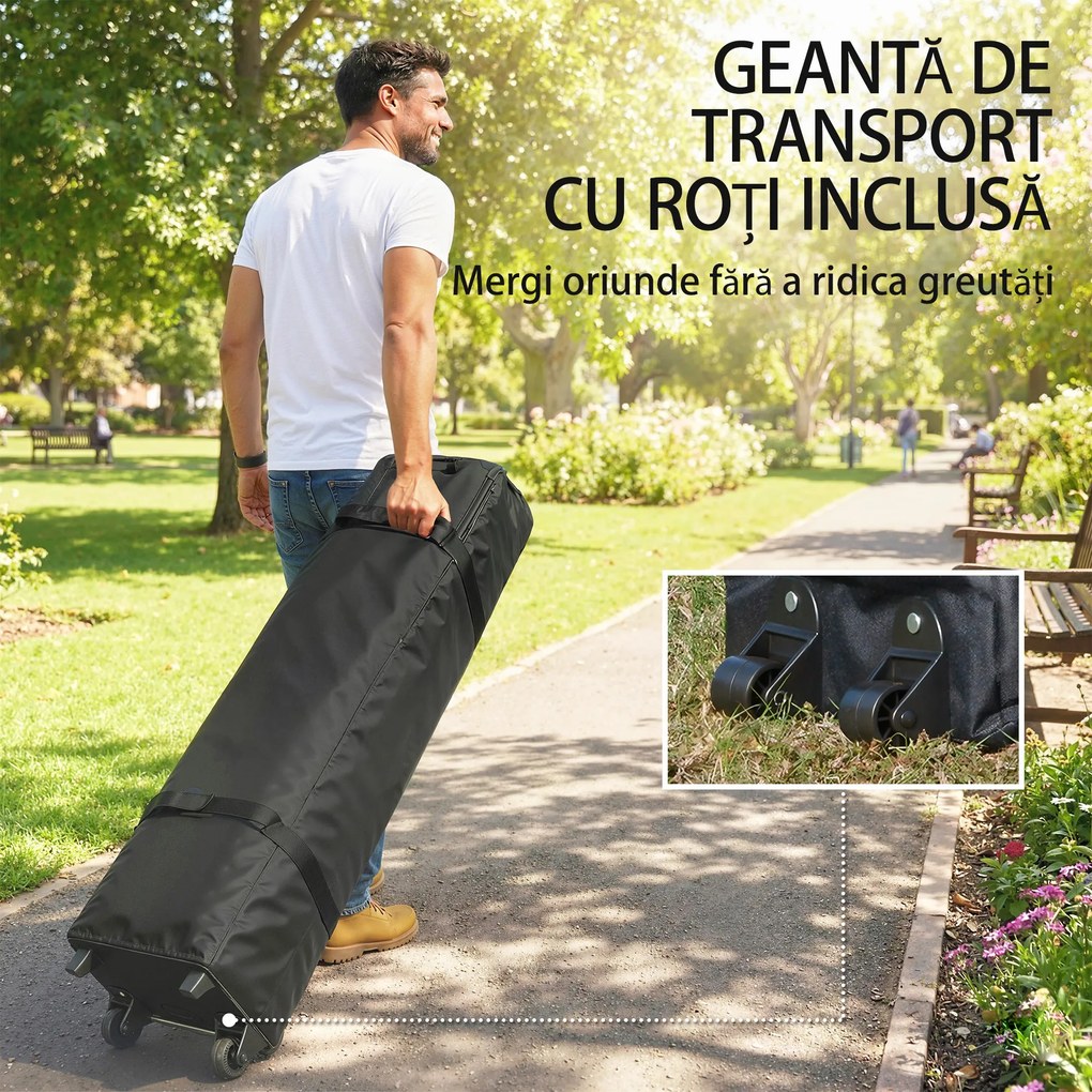 Outsunny Pavilion 3x4,3m, Acoperiș UPF50+, Pereți, Geantă cu Roți, Tenda Grădină, Maro Nisipiu | Aosom Romania