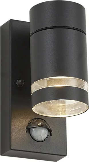 Lampă modernă de perete pentru exterior neagră IP44 cu senzor de mișcare - Ensam