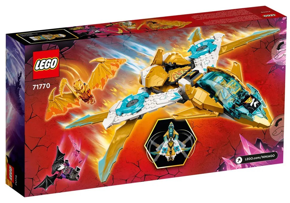 Set de construit LEGO Ninjago, Avionul Dragon de Aur al lui Zane, 258 piese