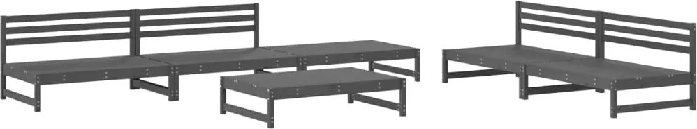 vidaXL Set mobilier relexare de grădină, 6 piese, gri, lemn masiv pin