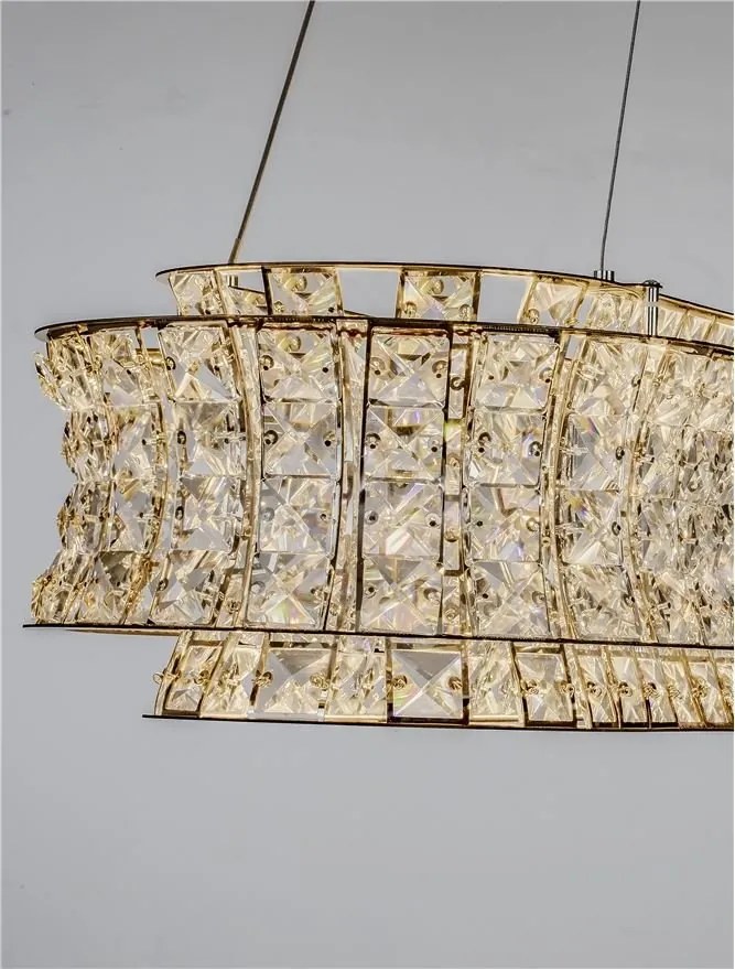 Lustra suspendata LED crom, cristale sticla CELYSIA 100x30cm