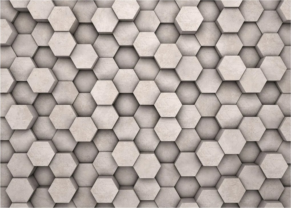 Tablou pe sticlă - Hexagoane design beton (70x50 cm)
