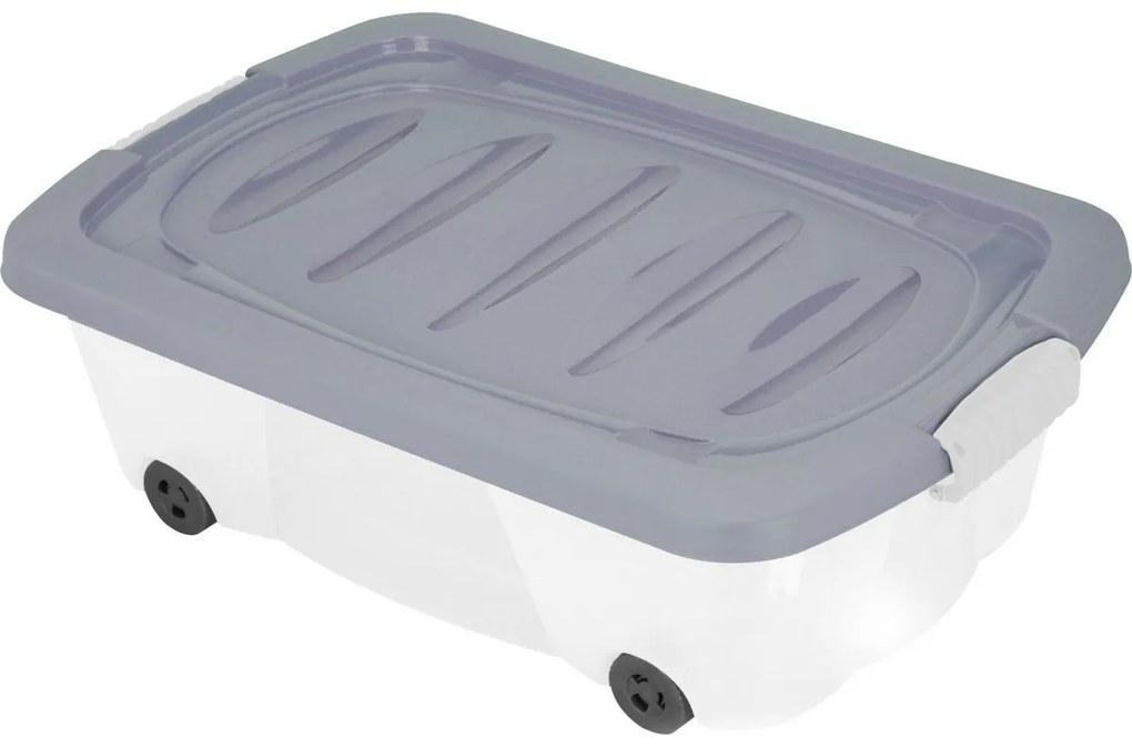 Cutie de depozitare sub pat cu roți 60 × 38 × 17,5cm, gri