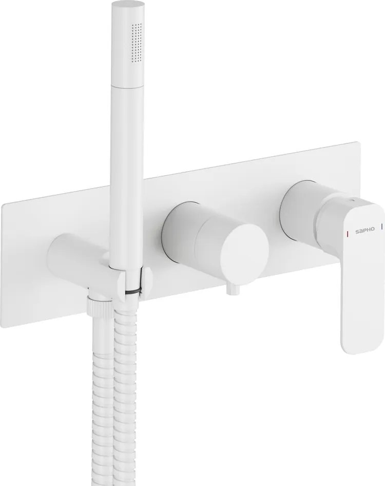 Baterie albă pentru duș încastrată (2 ieșiri) Spy – Sapho