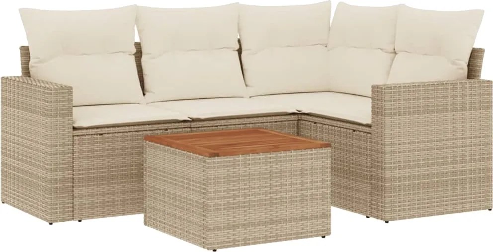 vidaXL Set canapele de grădină cu perne, 5 piese, bej, poliratan