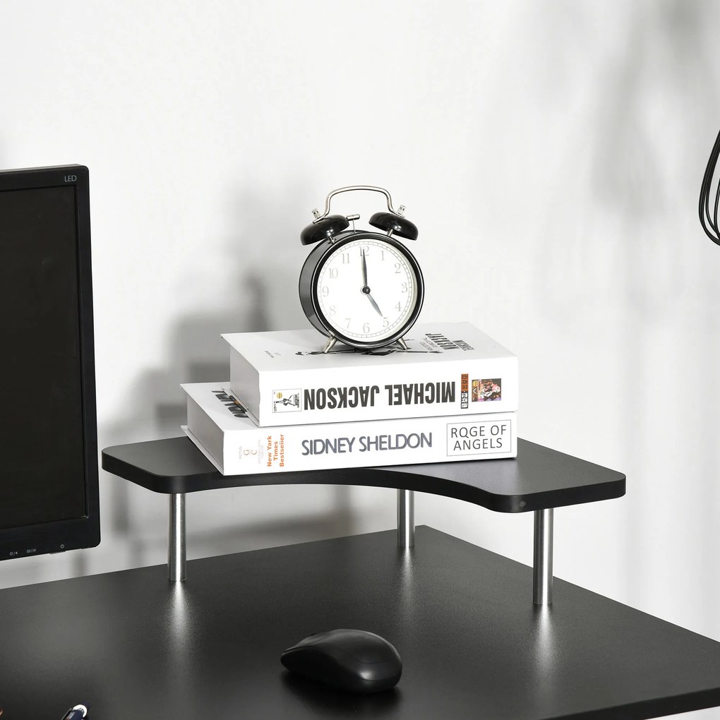HOMCOM Masă de Birou Modernă cu Suport pentru Computer cu Sertare, Poliță Extensibilă și Suport pentru Tastatură, 120x55x85cm, Negru | Aosom Romania