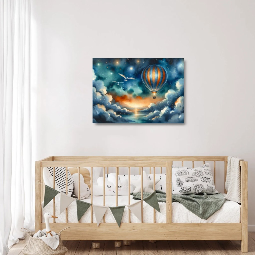 Tablou pe sticlă - Zbor sub cerul nopții (70x50 cm)