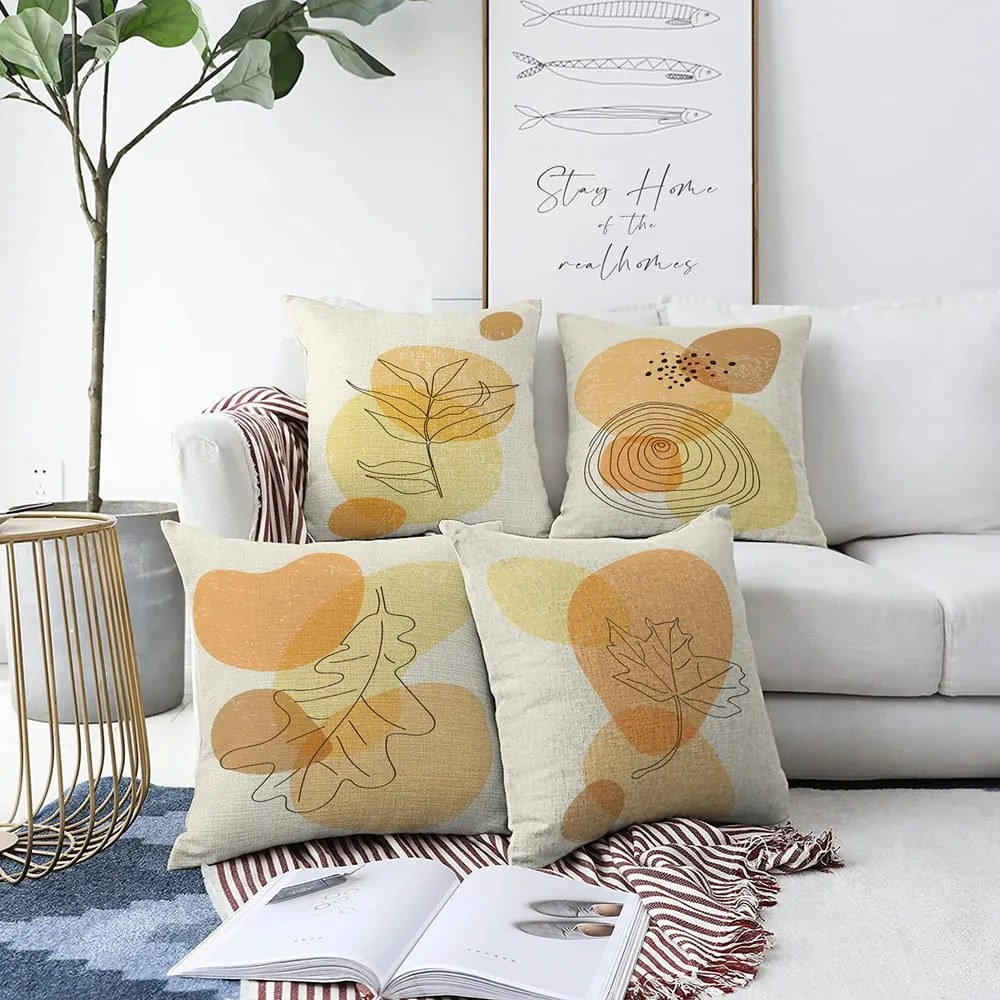 Set 4 fețe de pernă Minimalist Cushion Covers Sunset, 55 x 55 cm