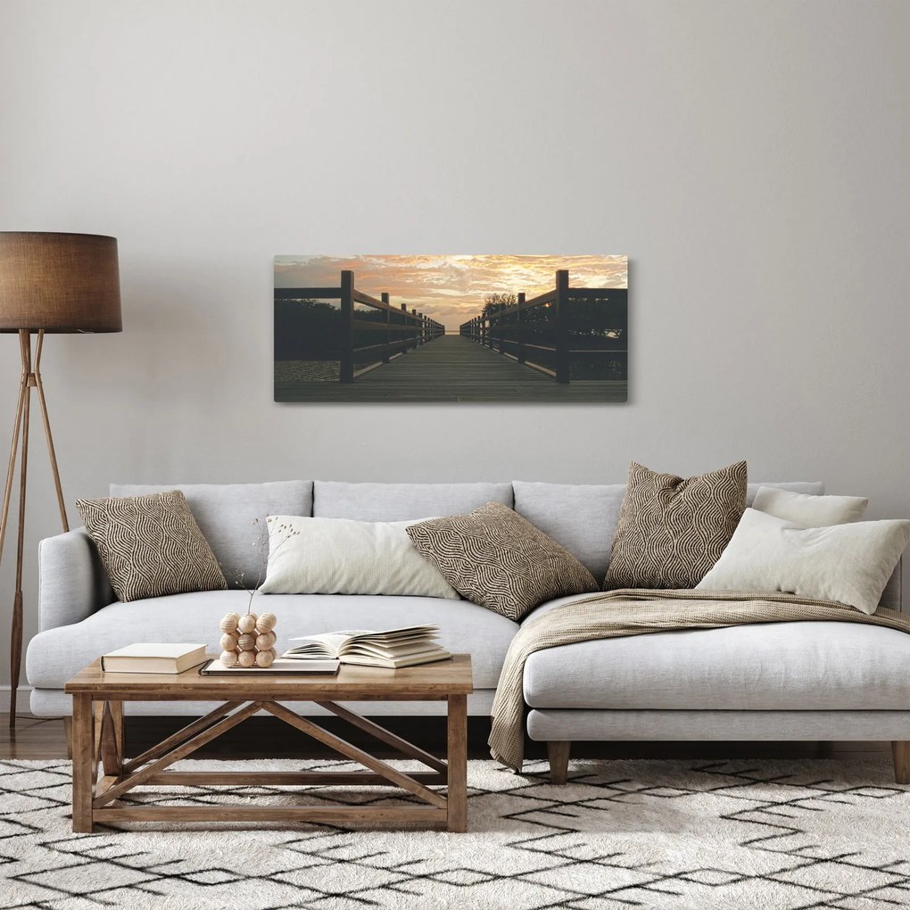 Tablou - Ponton de lemn, lac (120x50 cm)