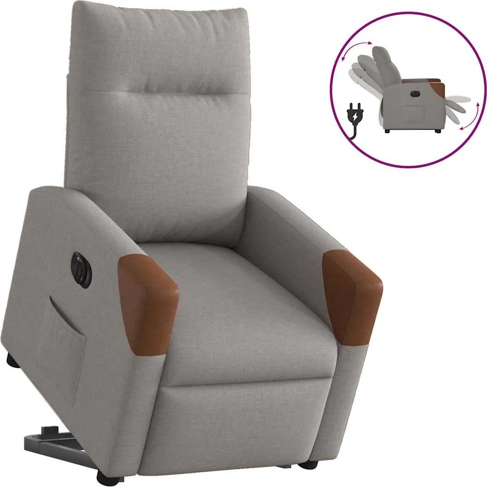 vidaXL Fotoliu electric rabatabil cu ridicare, gri taupe, textil