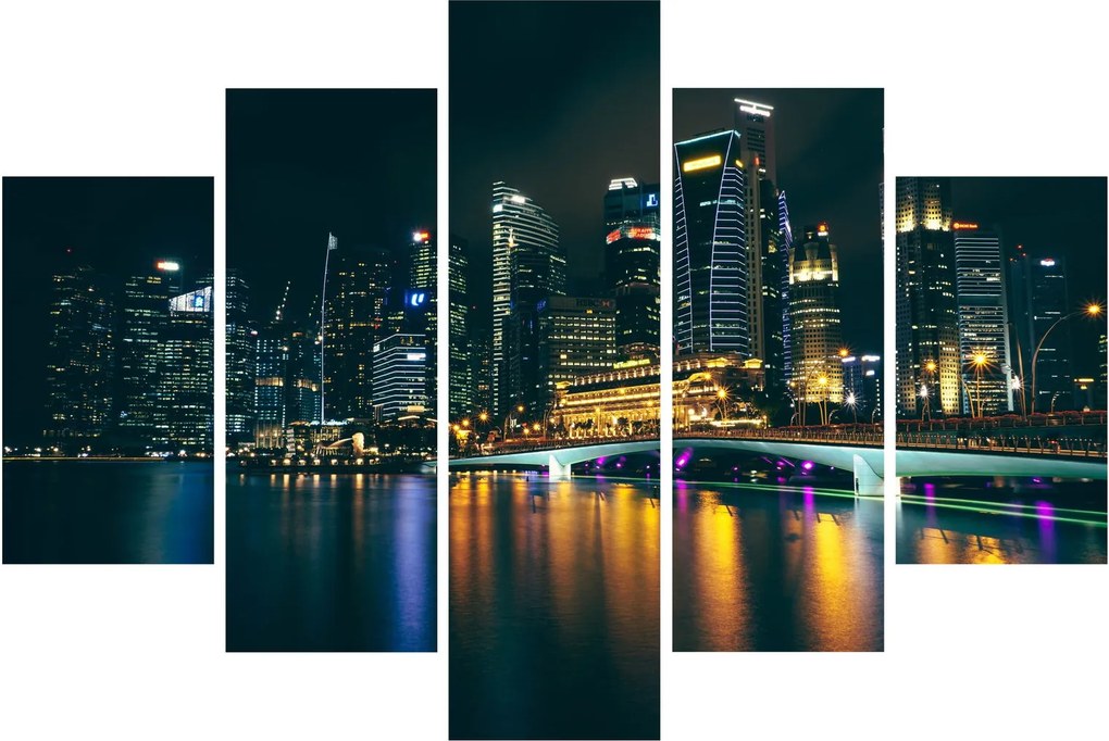 Tablou - Singapore noaptea (150x105 cm)